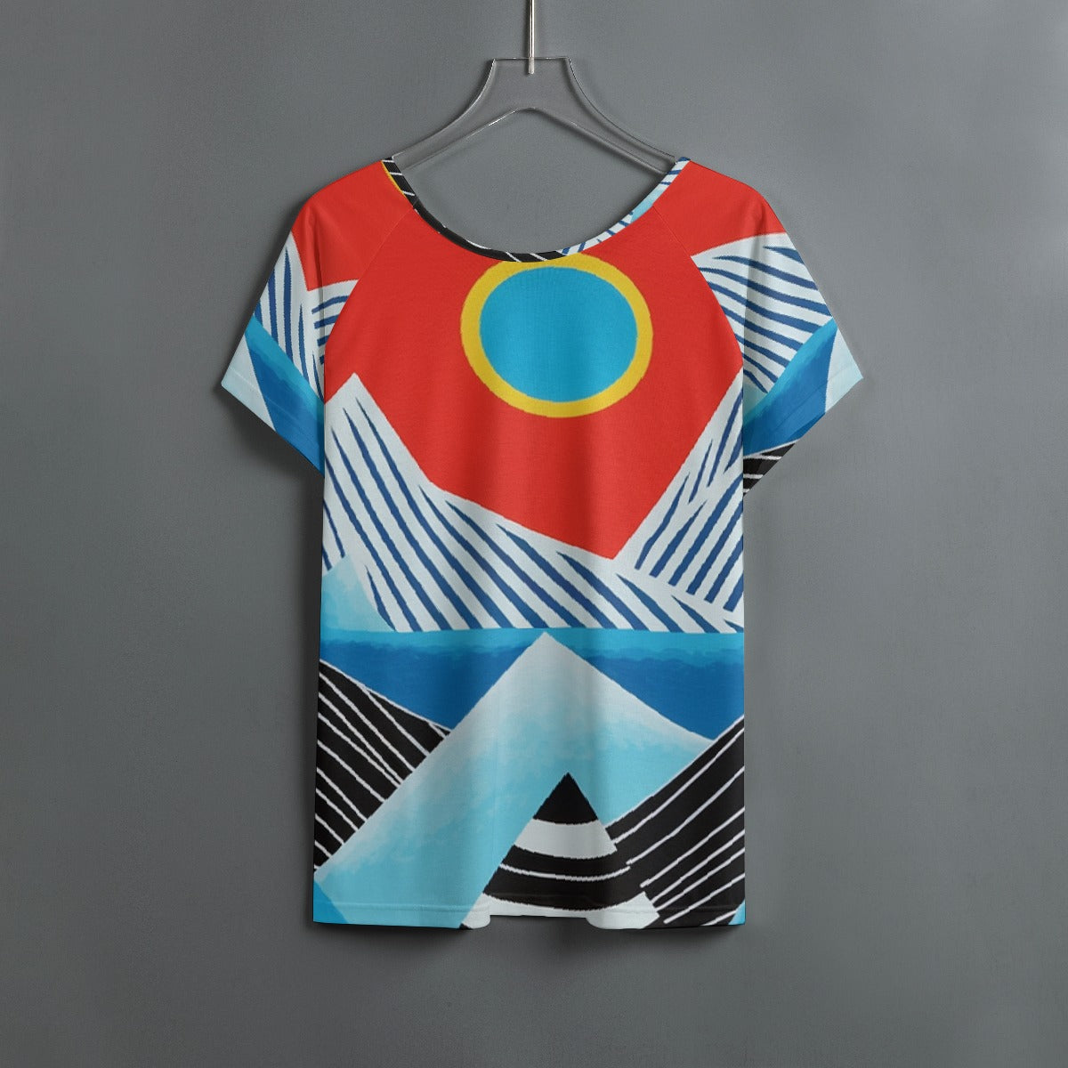 All-Over Print Women's Round Neck T-shirt With Raglan Sleeve