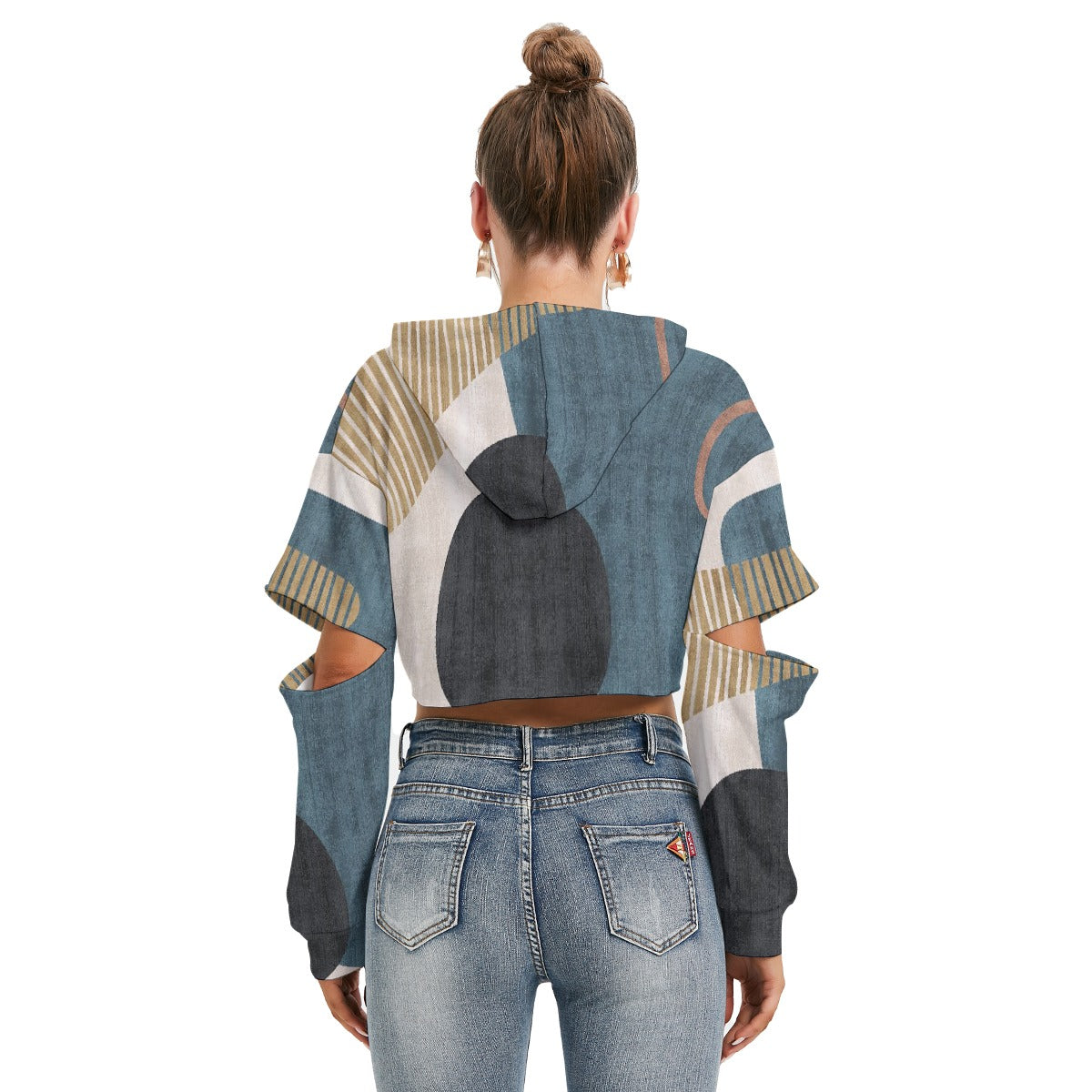 All-Over Print Women's Heavy Fleece Hoodie With Hollow Out Sleeve