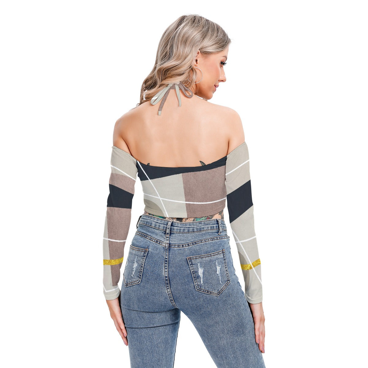 All-Over Print Women's Halter Lace-up Top