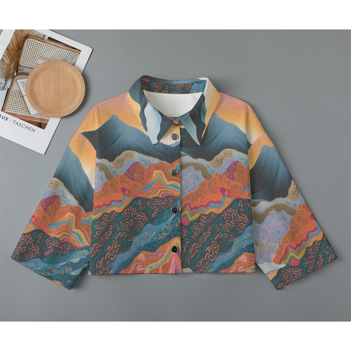 All-Over Print Women's Cropped Jacket | 245GSM Cotton