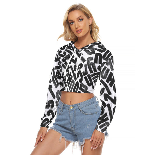 All-Over Print Women's Crop Top Hoodie|Velvet