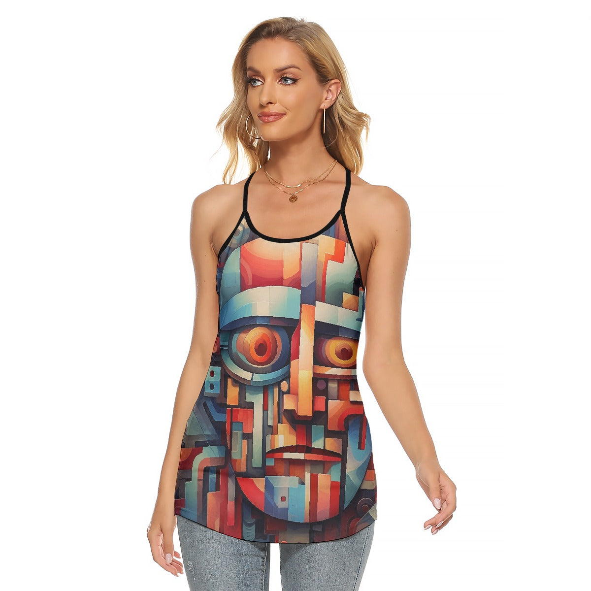 All-Over Print Women's Criss-Cross Open Back Tank Top