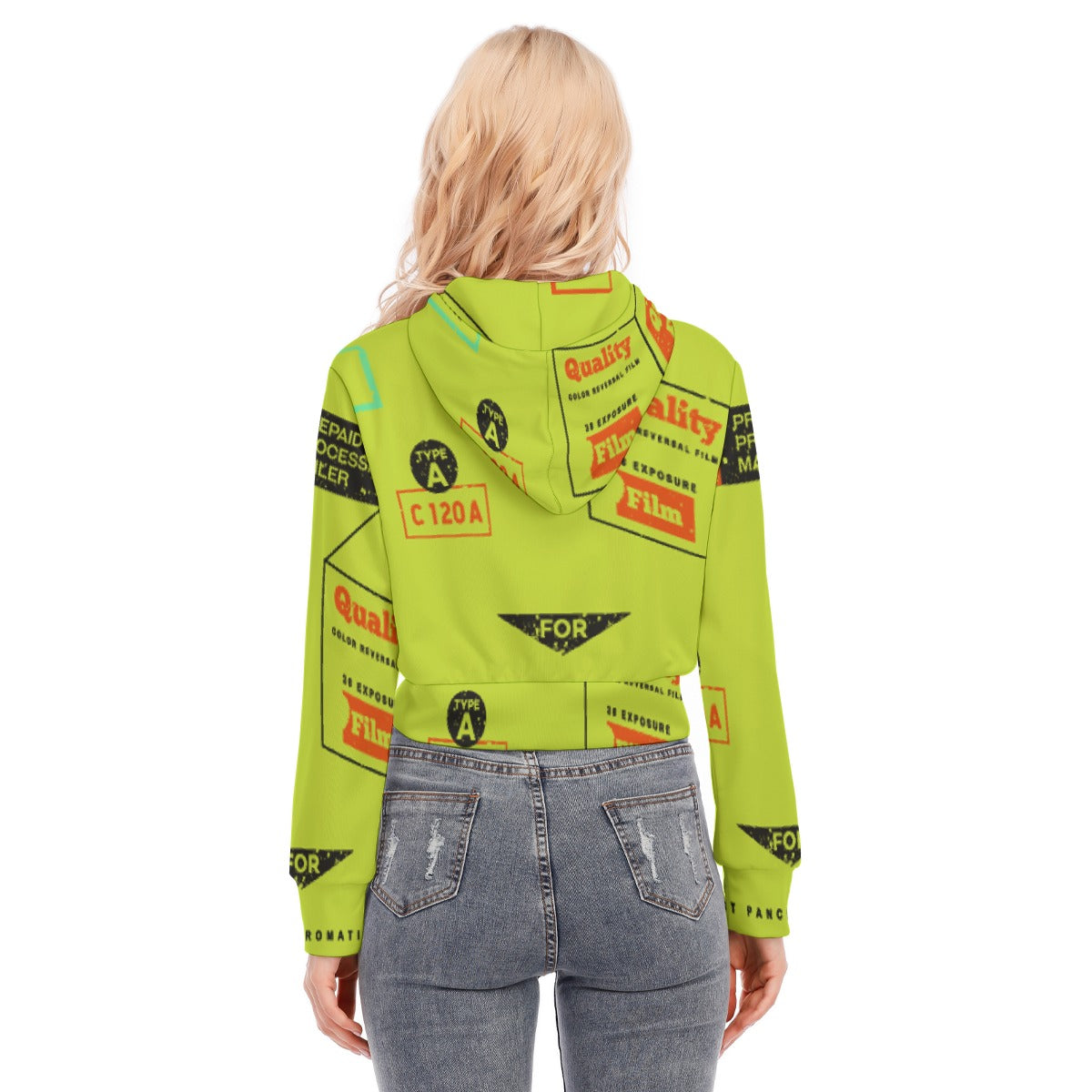 All-Over Print Women's Crop Top Hoodie With Zipper Closure