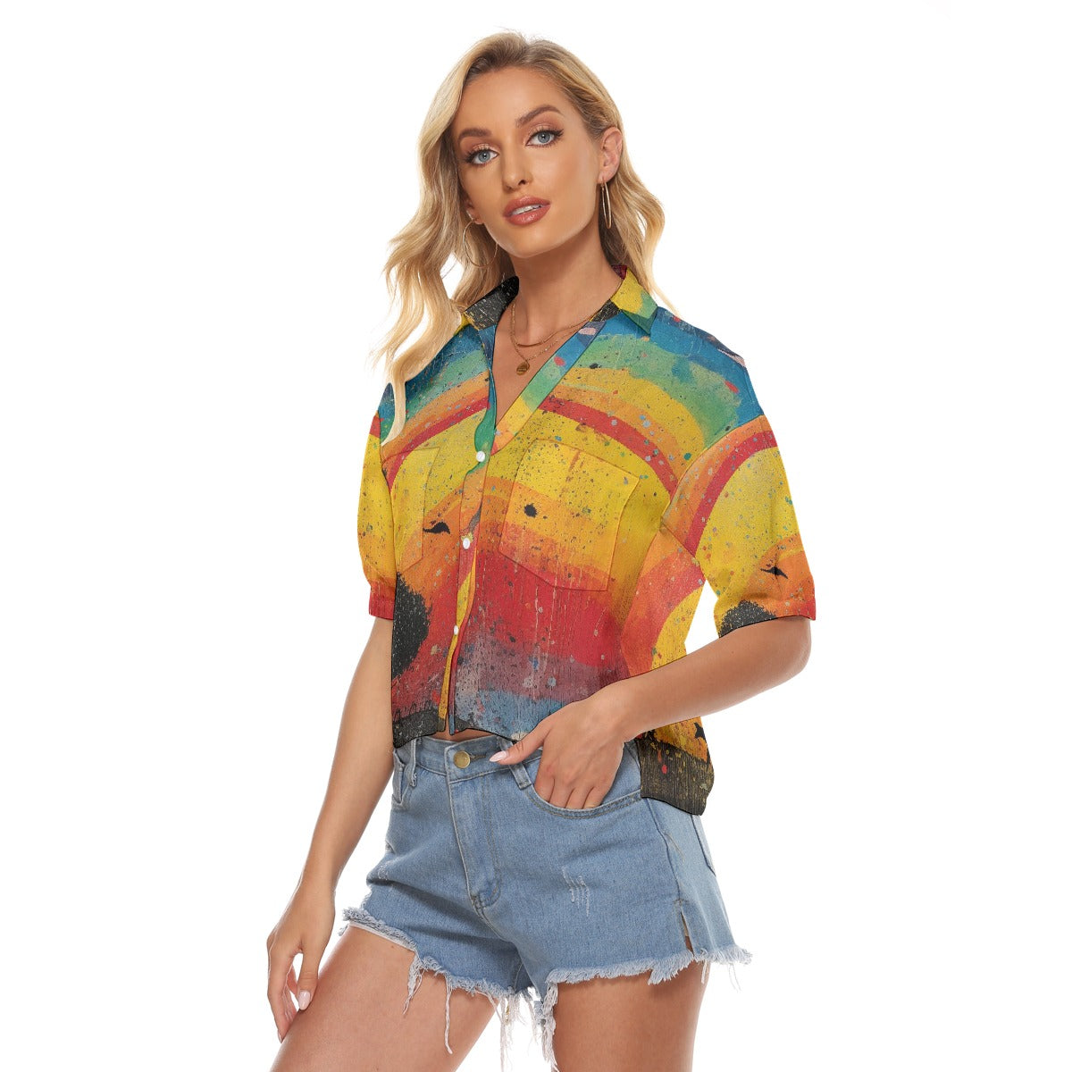 All-Over Print Women's V-neck Shirts
