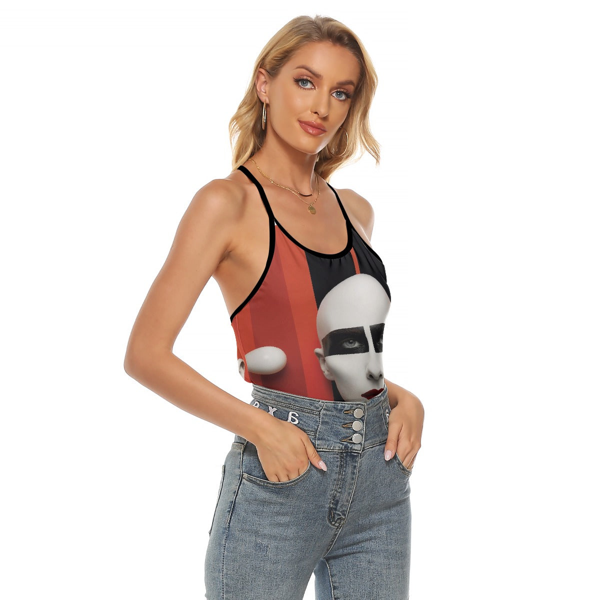 All-Over Print Women's Criss-Cross Open Back Tank Top