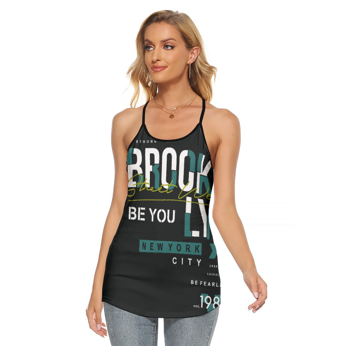 All-Over Print Women's Criss-Cross Open Back Tank Top