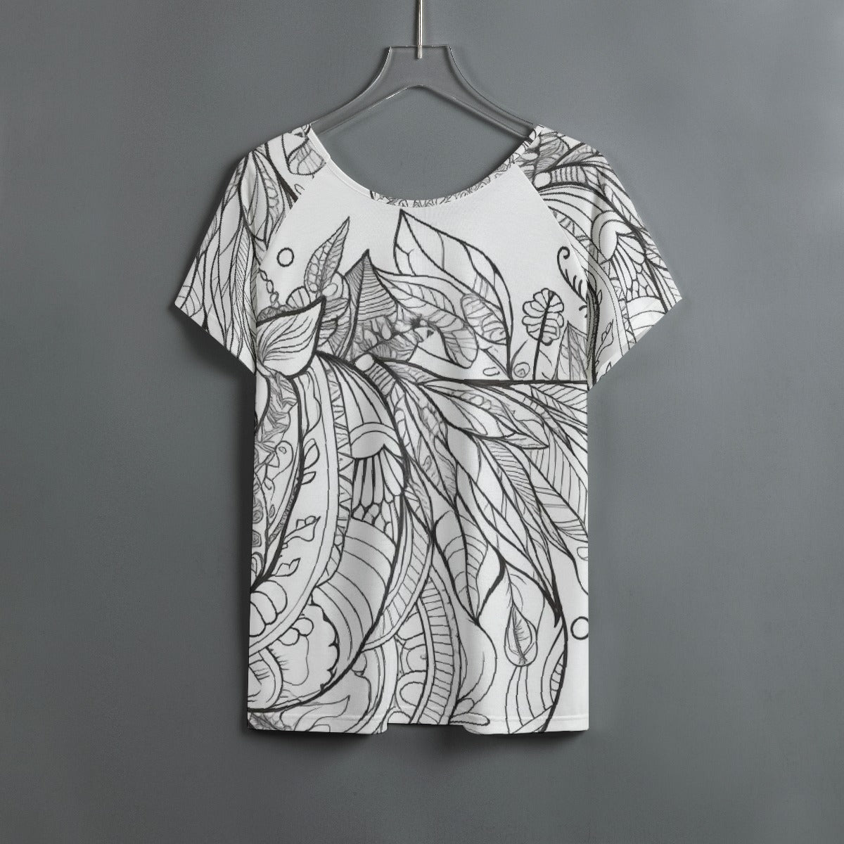 All-Over Print Women's Round Neck T-shirt With Raglan Sleeve