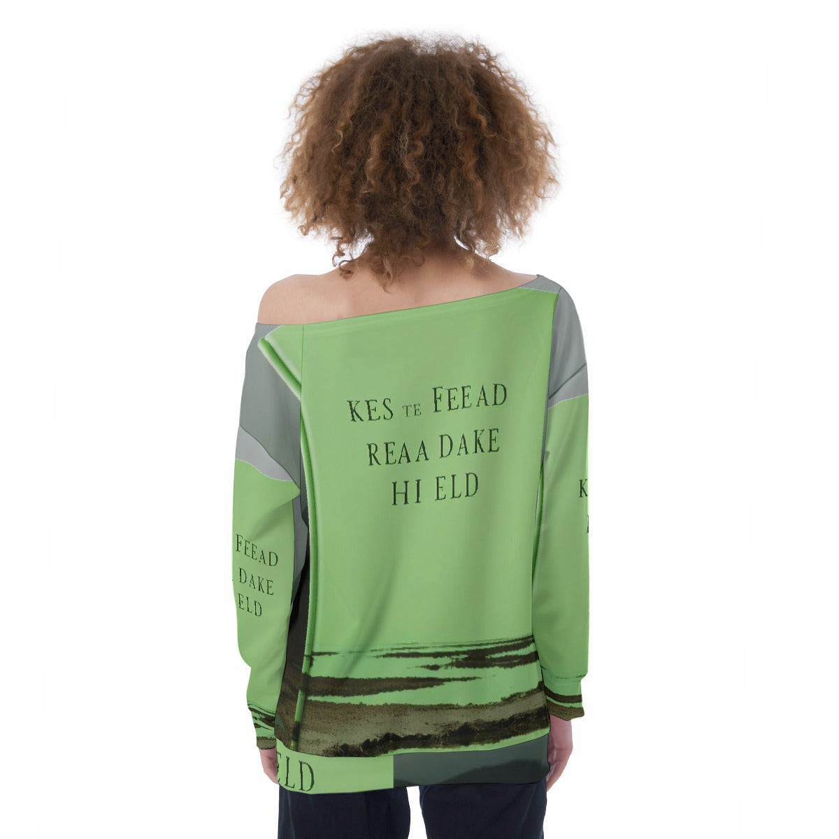 All-Over Print Oversized Women's Off-Shoulder Sweatshirt