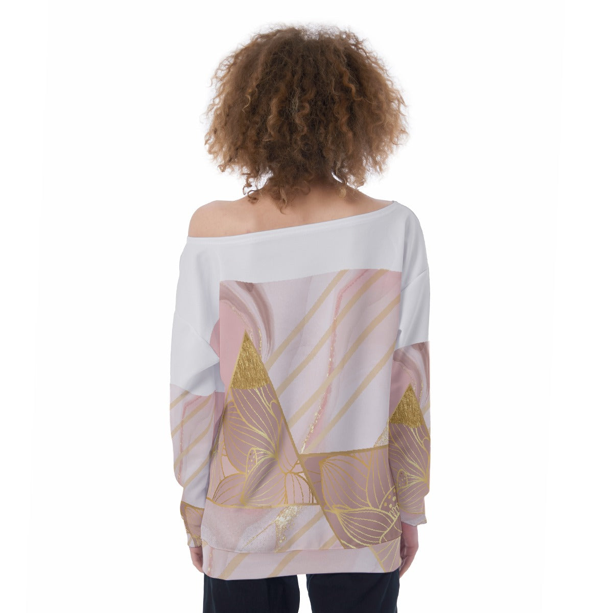 All-Over Print Oversized Women's Off-Shoulder Sweatshirt