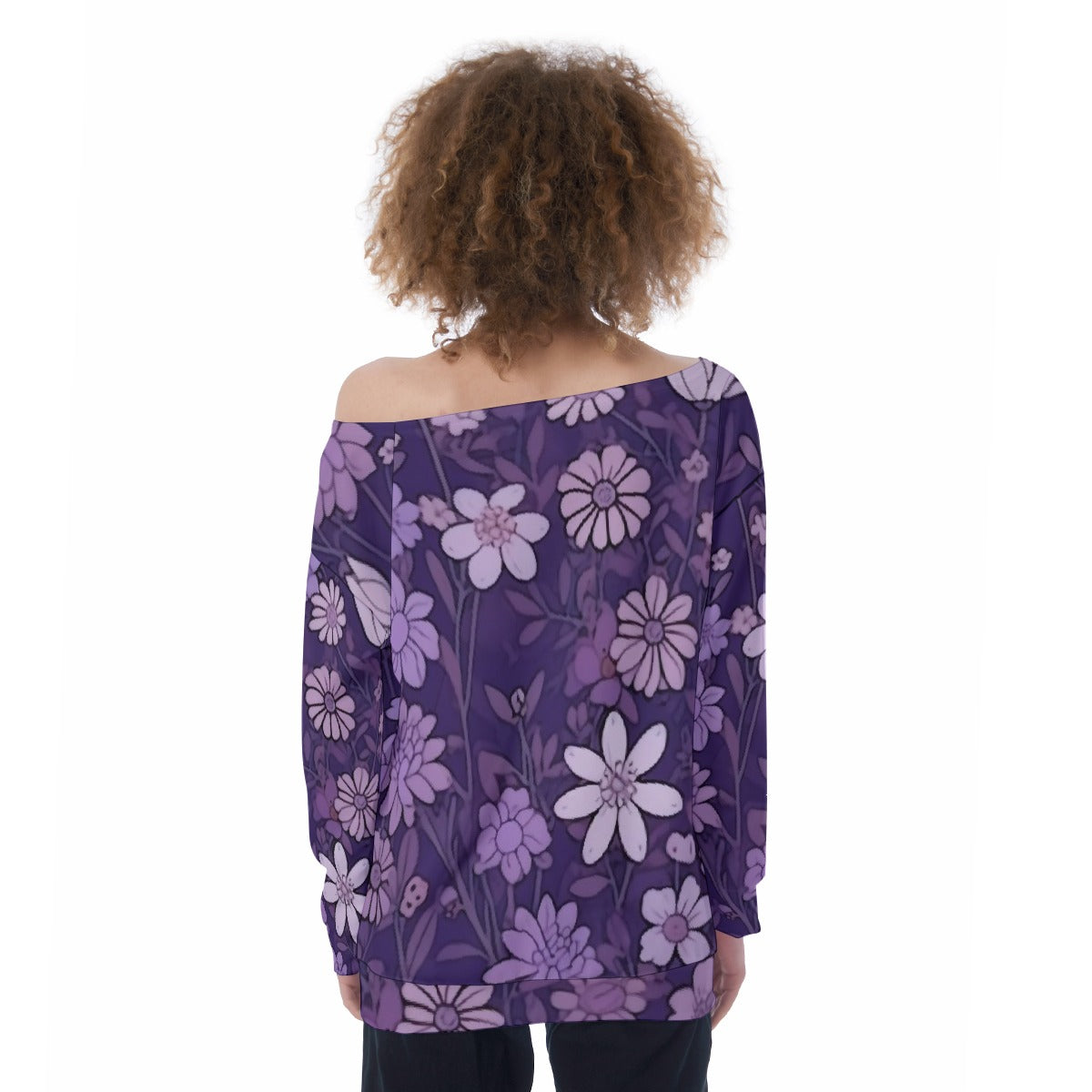 All-Over Print Oversized Women's Off-Shoulder Sweatshirt
