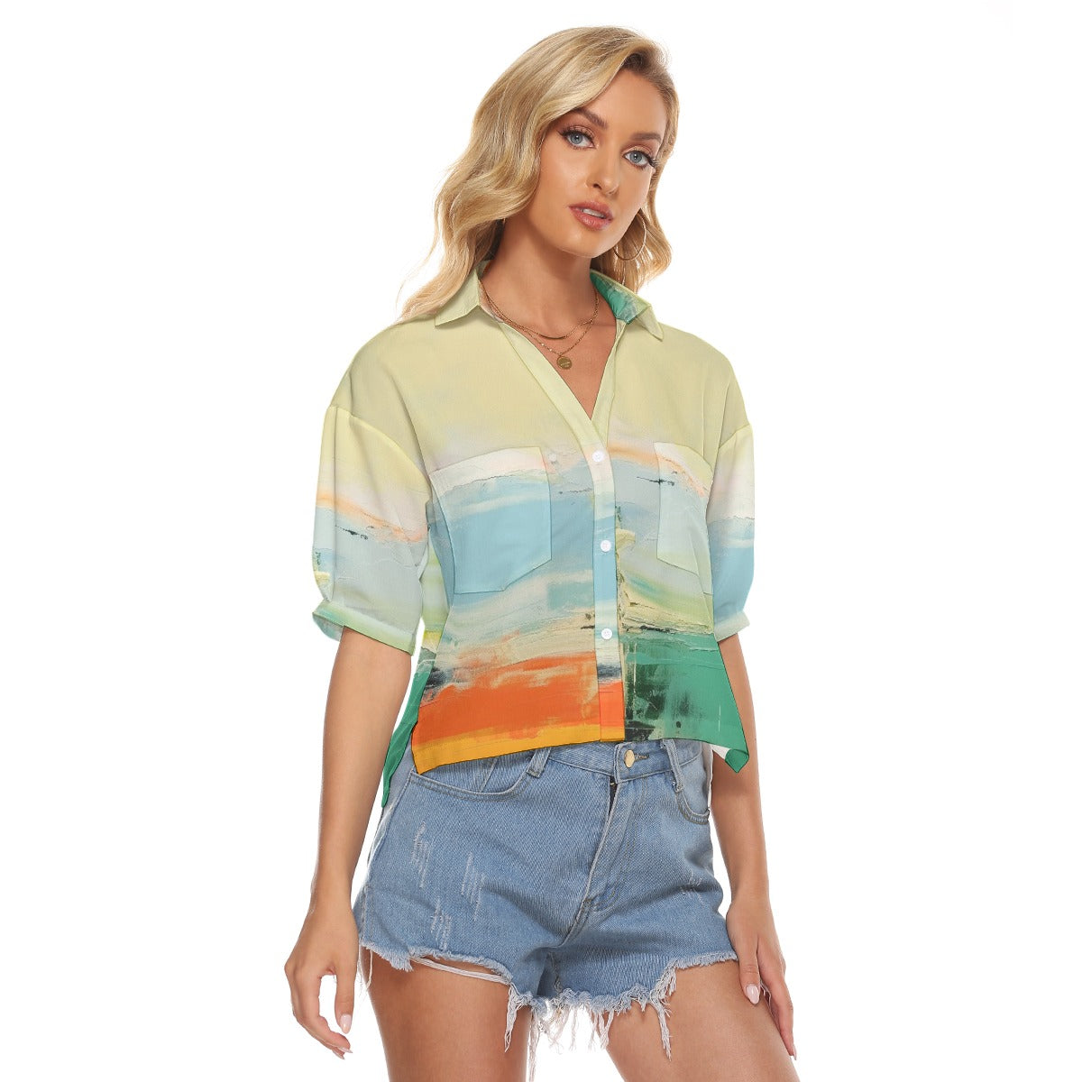 All-Over Print Women's V-neck Shirts