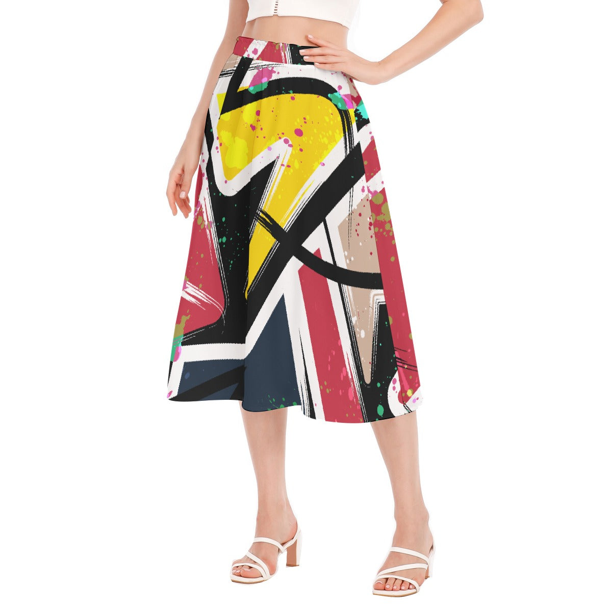 All-Over Print Women's Long Section Chiffon Skirt