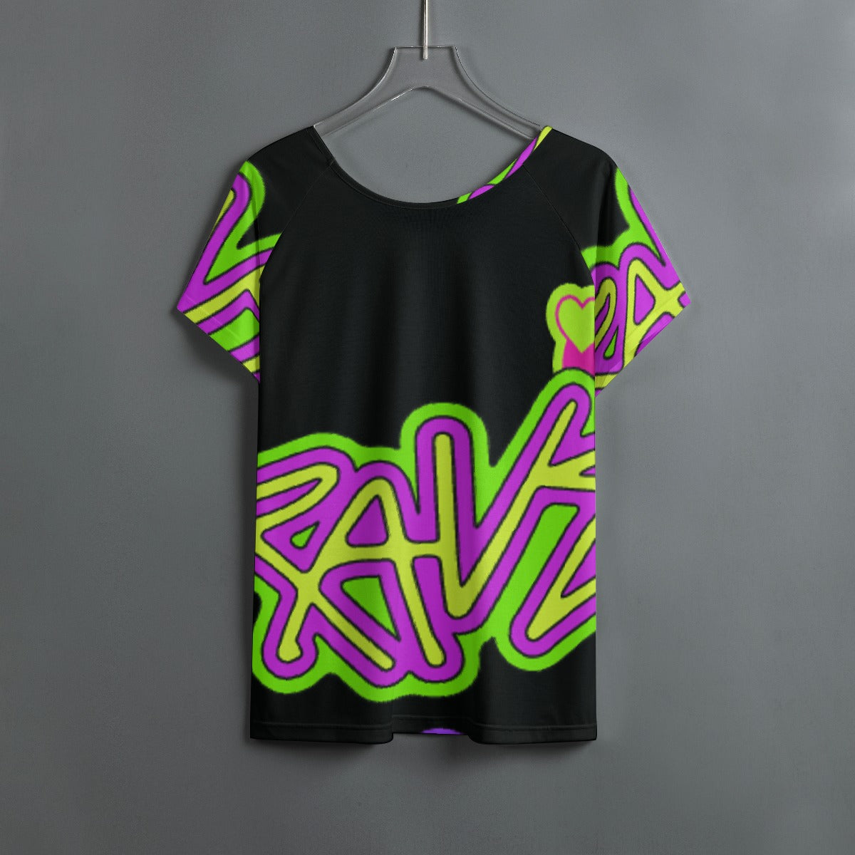 All-Over Print Women's Round Neck T-shirt With Raglan Sleeve