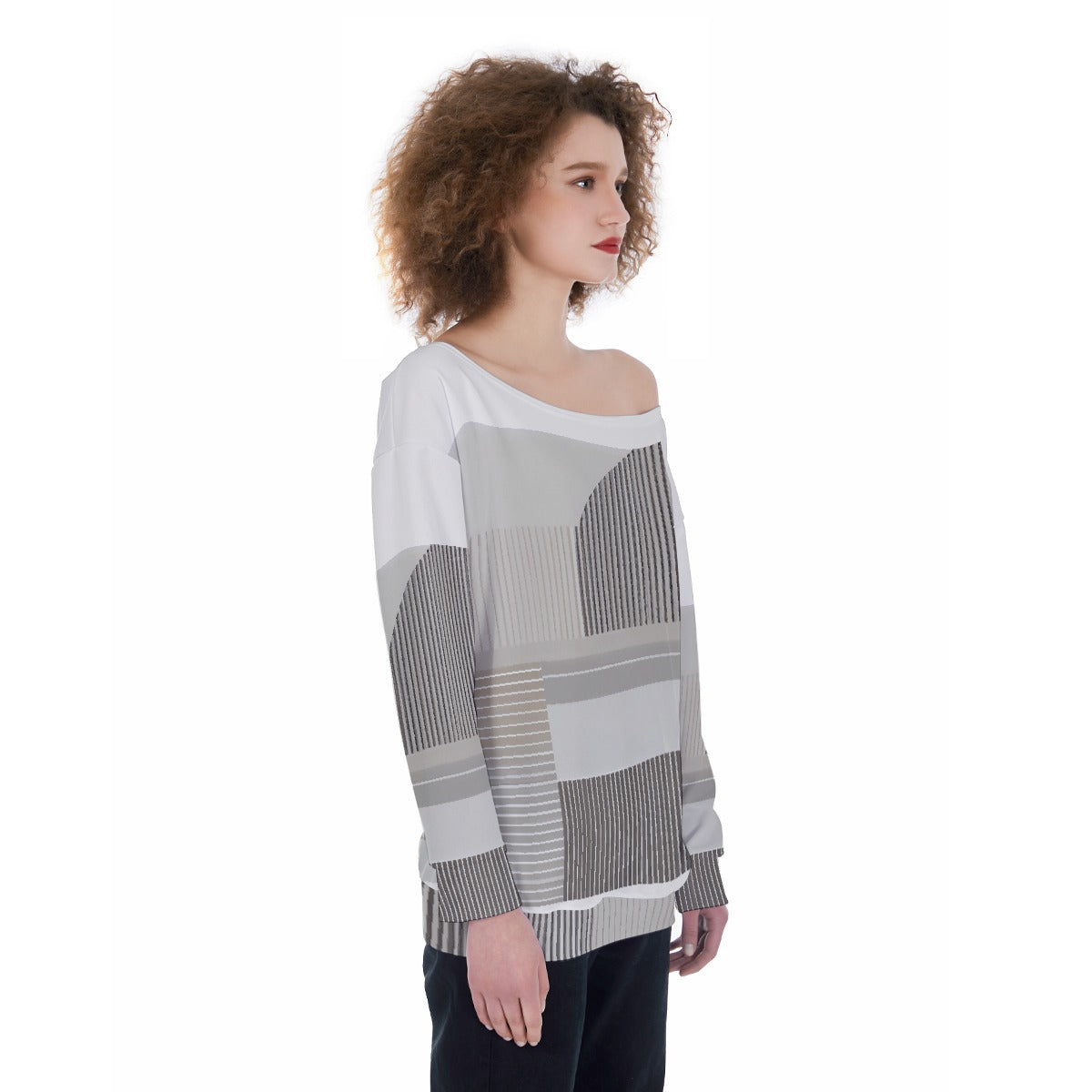 All-Over Print Oversized Women's Off-Shoulder Sweatshirt