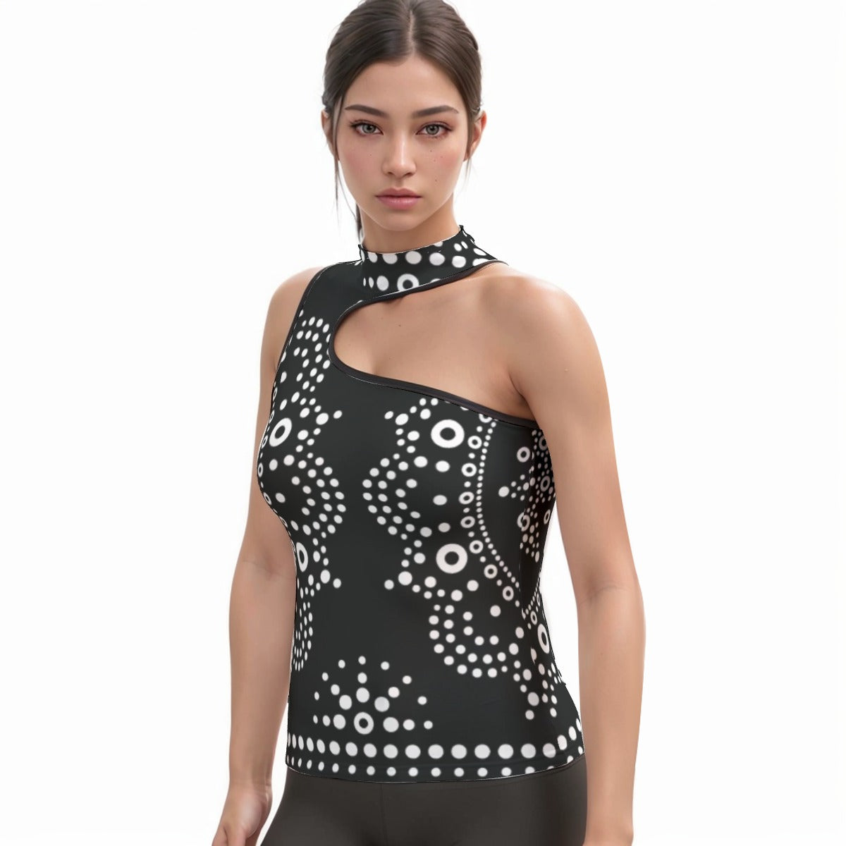 All-Over Print Women's Halter Sleeveless Asymmetrical Tank Top
