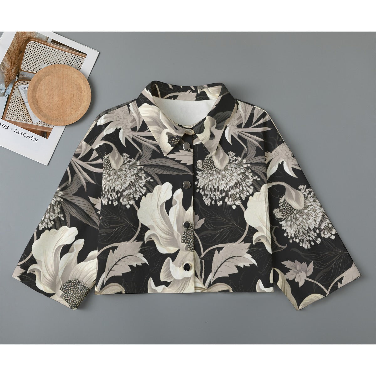 All-Over Print Women's Cropped Jacket | 245GSM Cotton
