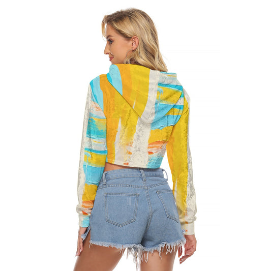All-Over Print Women's Crop Top Hoodie|Velvet