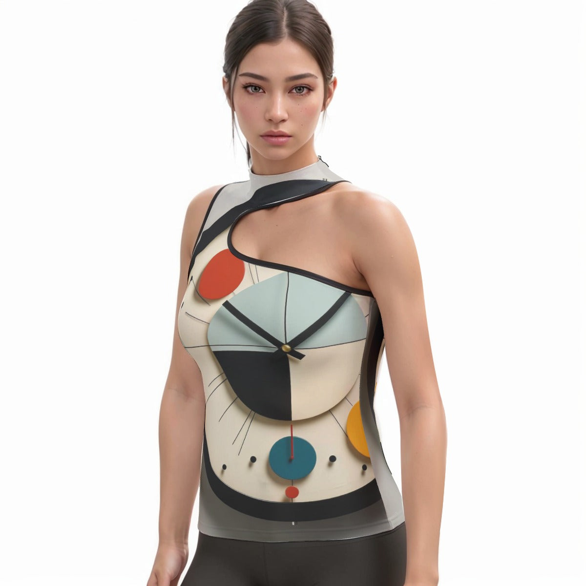 All-Over Print Women's Halter Sleeveless Asymmetrical Tank Top