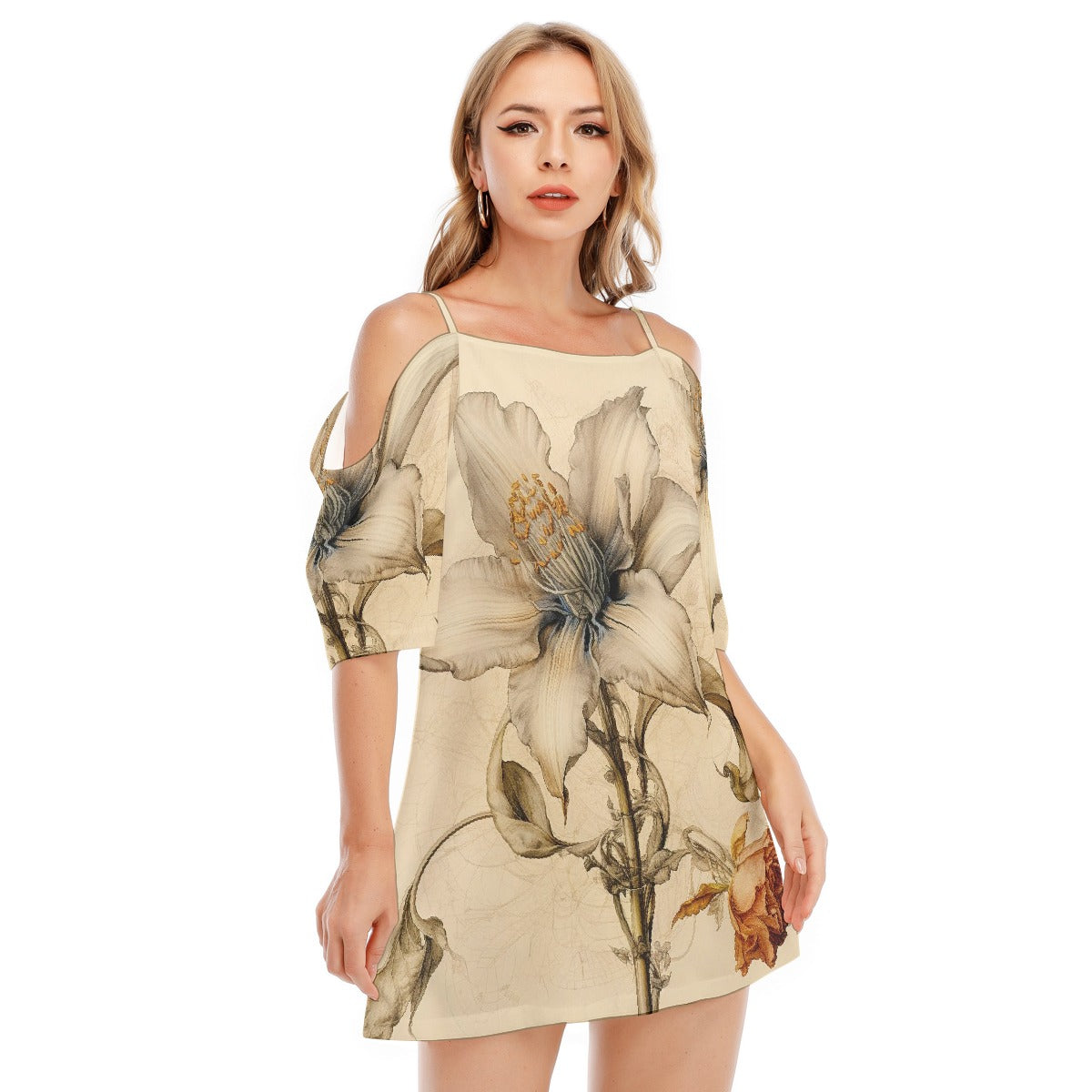 All-Over Print Women's Off-shoulder Cami Dress