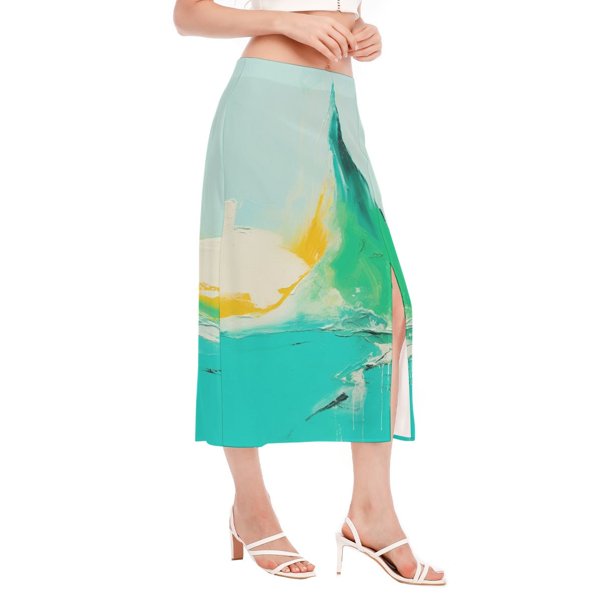 All-Over Print Women's High Slit Long Skirt
