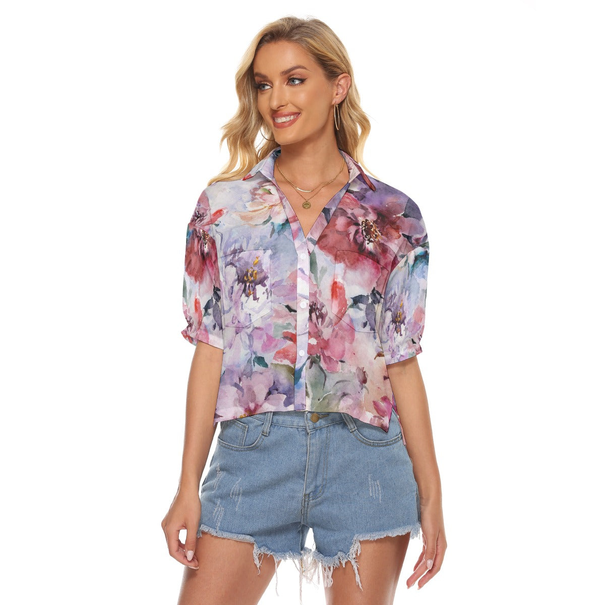 All-Over Print Women's V-neck Shirts