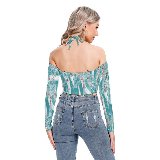 All-Over Print Women's Halter Lace-up Top