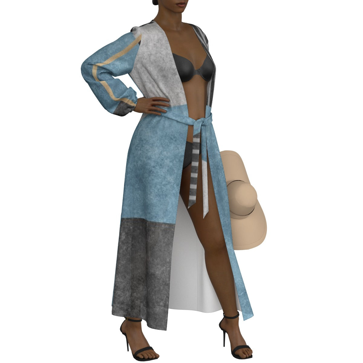 All-Over Print Women's Lace-up Chiffon Robe