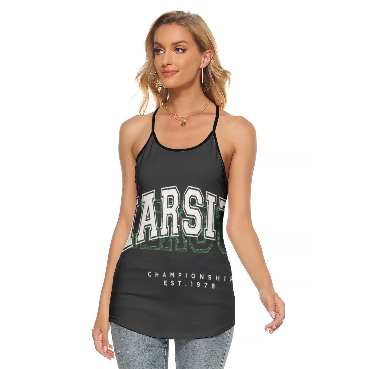 All-Over Print Women's Criss-Cross Open Back Tank Top