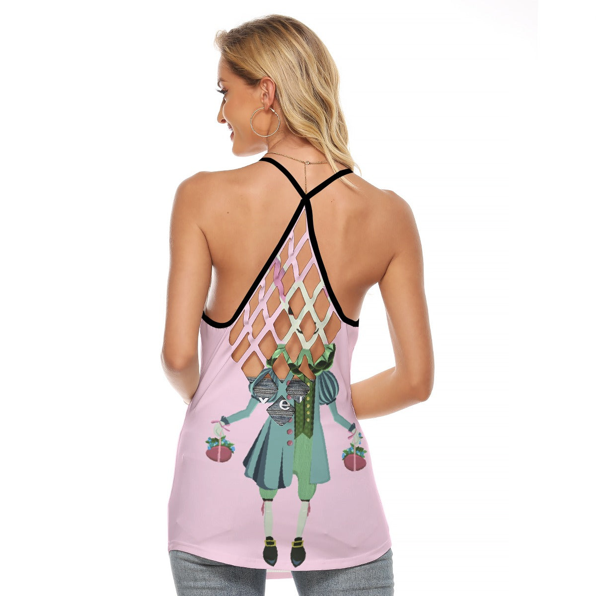 All-Over Print Women's Criss-Cross Open Back Tank Top