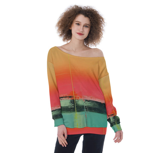 All-Over Print Oversized Women's Off-Shoulder Sweatshirt
