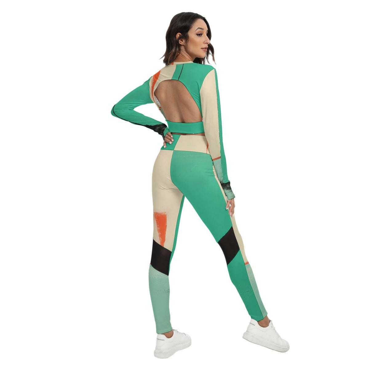 All-Over Print Women's Sport Set With Backless Top And Leggings