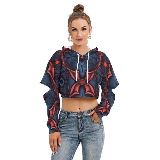 All-Over Print Women's Heavy Fleece Hoodie With Hollow Out Sleeve