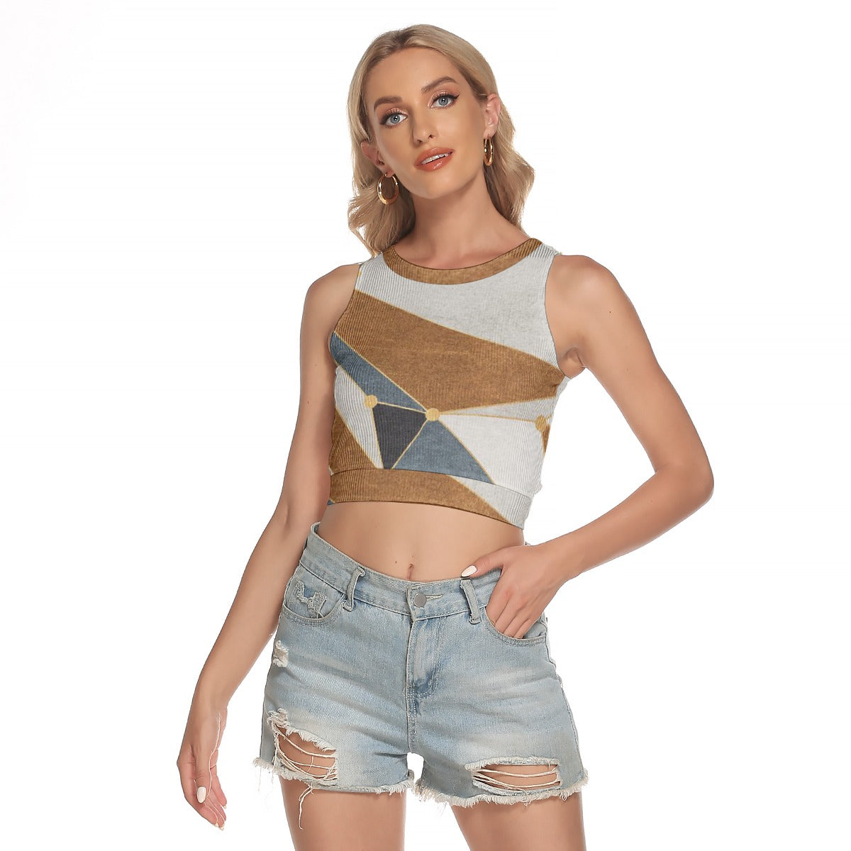 All-Over Print Women's Sleeveless Back Hollow Crop Top