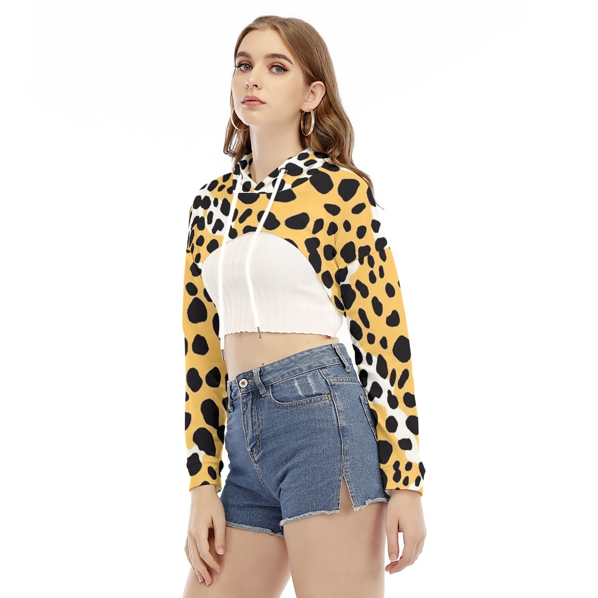 All-Over Print Women's Smock Short Hoodie With Long Sleeve