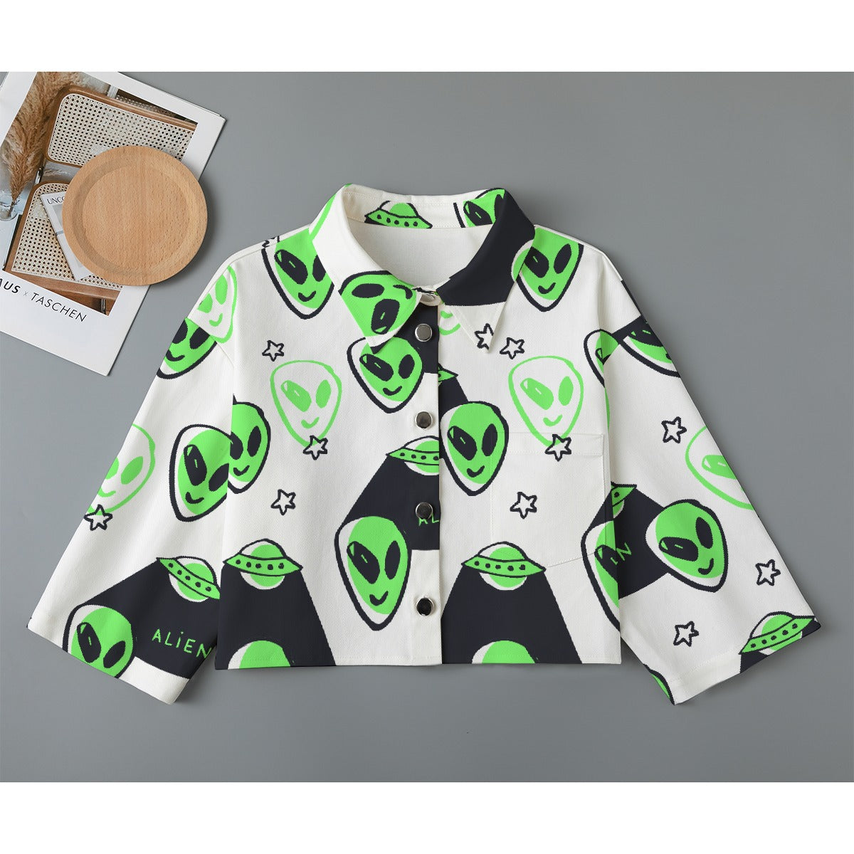 All-Over Print Women's Cropped Jacket | 245GSM Cotton