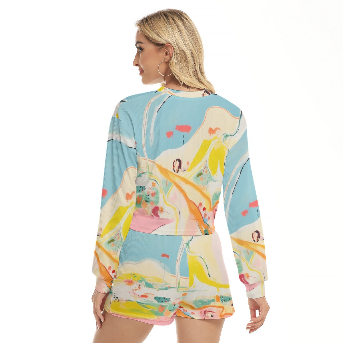 All-Over Print Women's Short Sweatshirt And Pants Suit