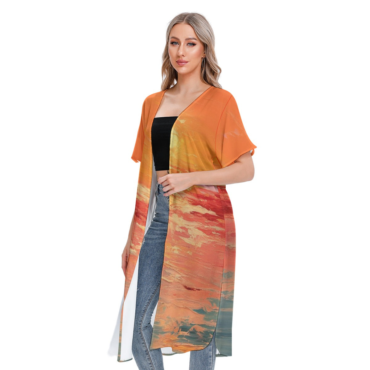 All-Over Print Women's Short Sleeve Cardigan