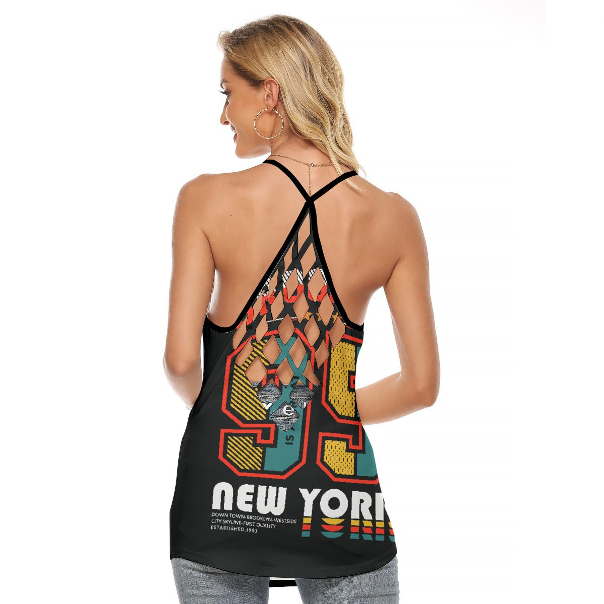 All-Over Print Women's Criss-Cross Open Back Tank Top