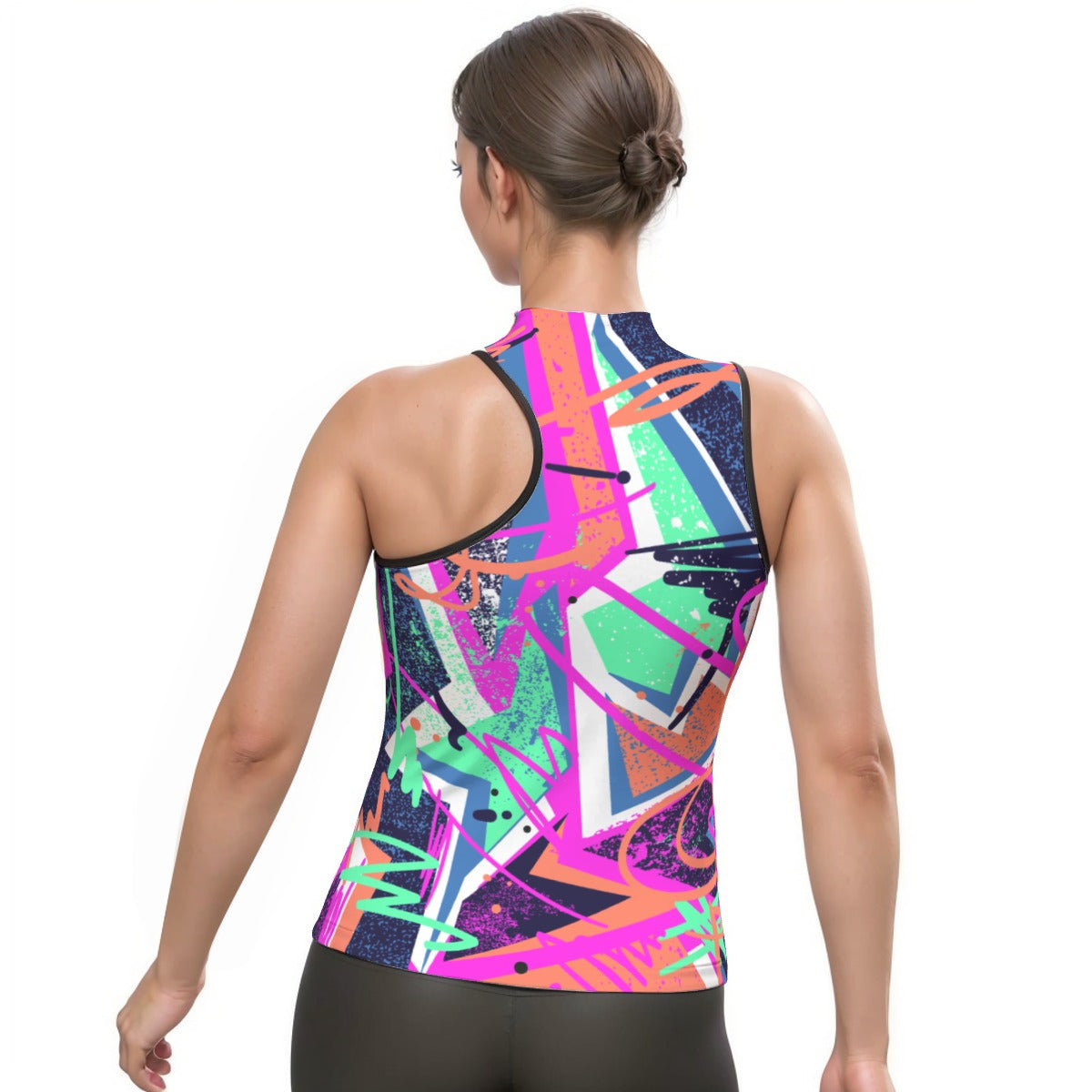 All-Over Print Women's Halter Sleeveless Asymmetrical Tank Top