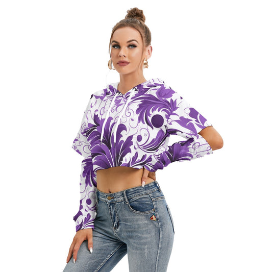 All-Over Print Women's Heavy Fleece Hoodie With Hollow Out Sleeve