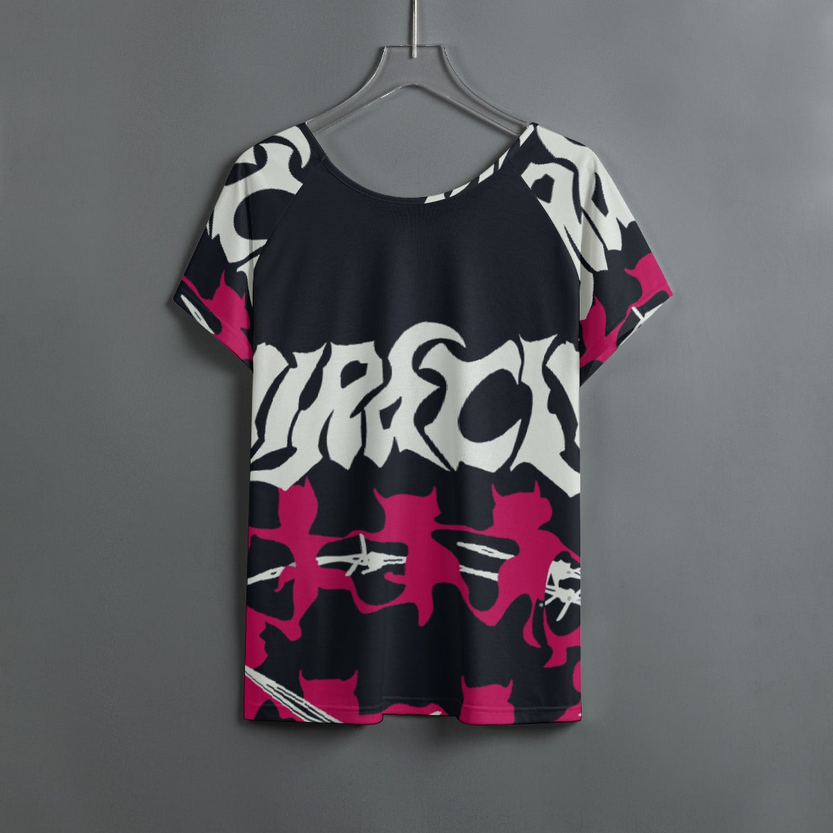 All-Over Print Women's Round Neck T-shirt With Raglan Sleeve