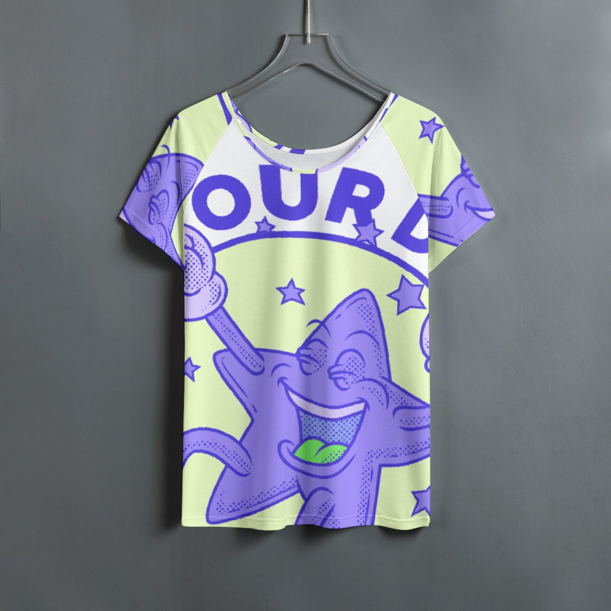 All-Over Print Women's Round Neck T-shirt With Raglan Sleeve