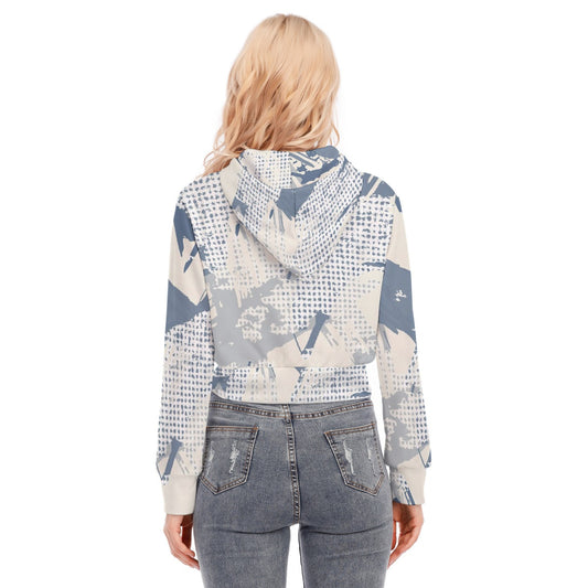 All-Over Print Women's Crop Top Hoodie With Zipper Closure