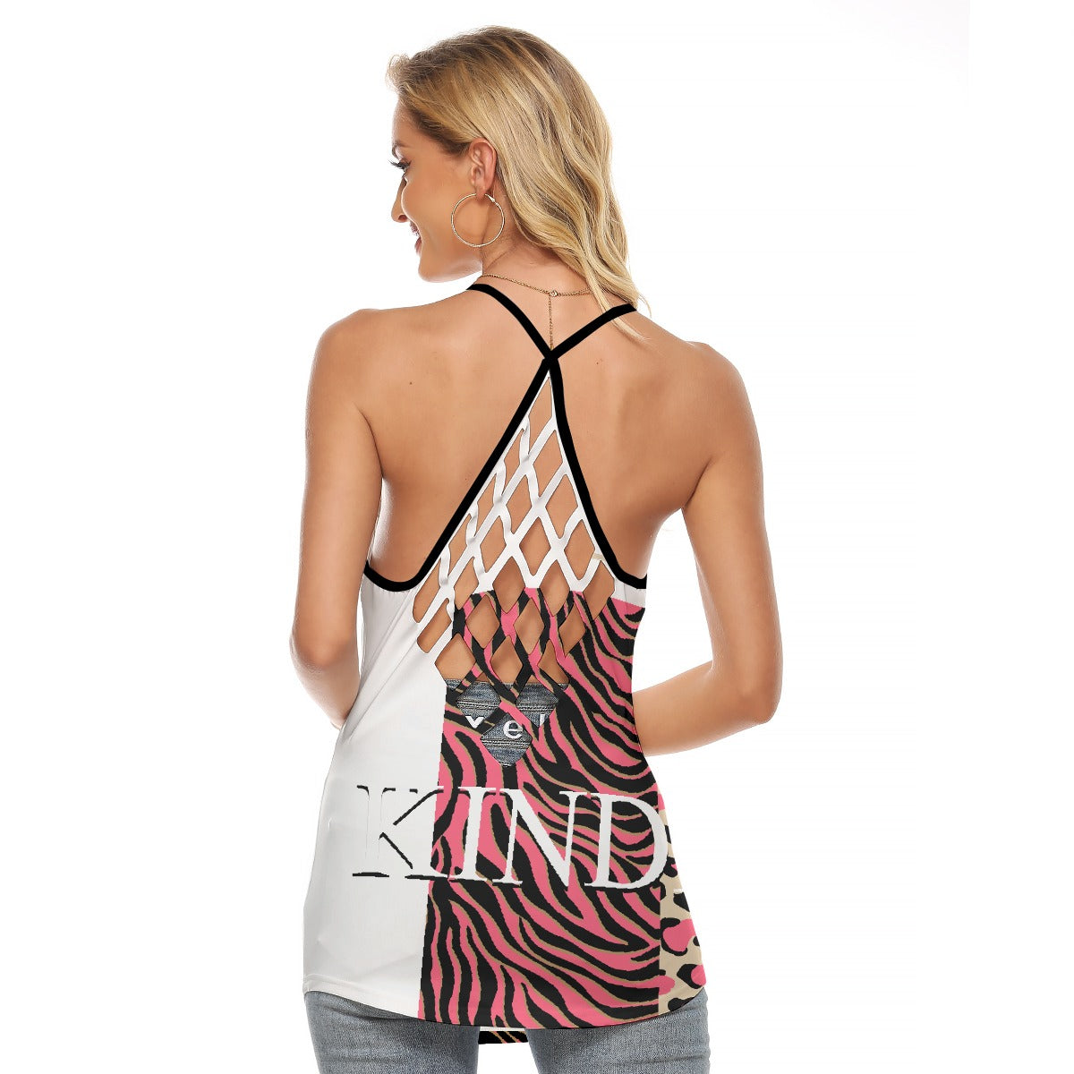 All-Over Print Women's Criss-Cross Open Back Tank Top