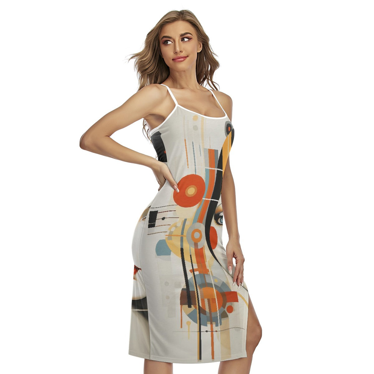 All-Over Print Women's Back Cross Cami Dress