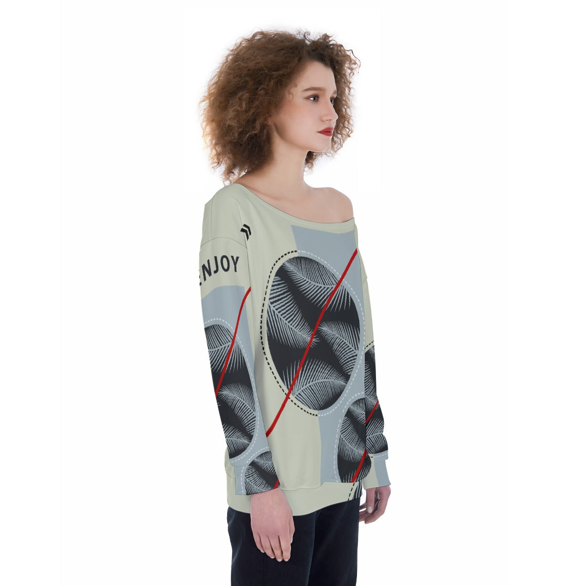 All-Over Print Oversized Women's Off-Shoulder Sweatshirt