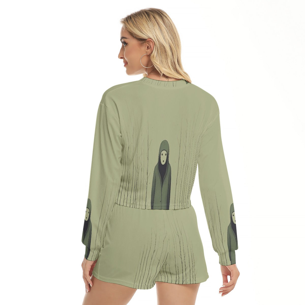 All-Over Print Women's Short Sweatshirt And Pants Suit