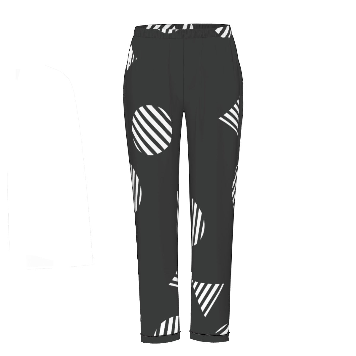 All-Over Print Women's Long Sleeve Pajama Set With Black Contrast Piping