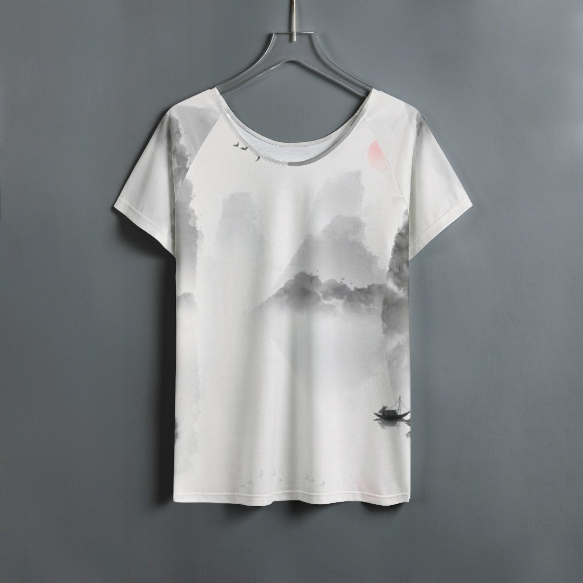 All-Over Print Women's Round Neck T-shirt With Raglan Sleeve