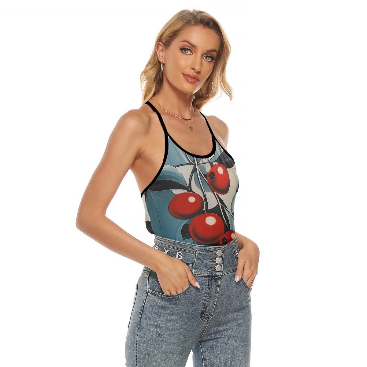 All-Over Print Women's Criss-Cross Open Back Tank Top